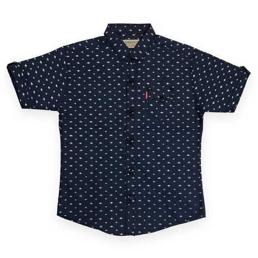 Dark Blue Cotton Half Sleeve Shirt – Galaxy Print