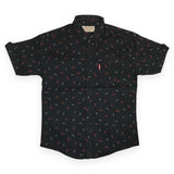 Black Shirt Cotton Half Sleeve - Glass Design